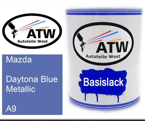 Mazda, Daytona Blue Metallic, A9: 1L Lackdose, von ATW Autoteile West.